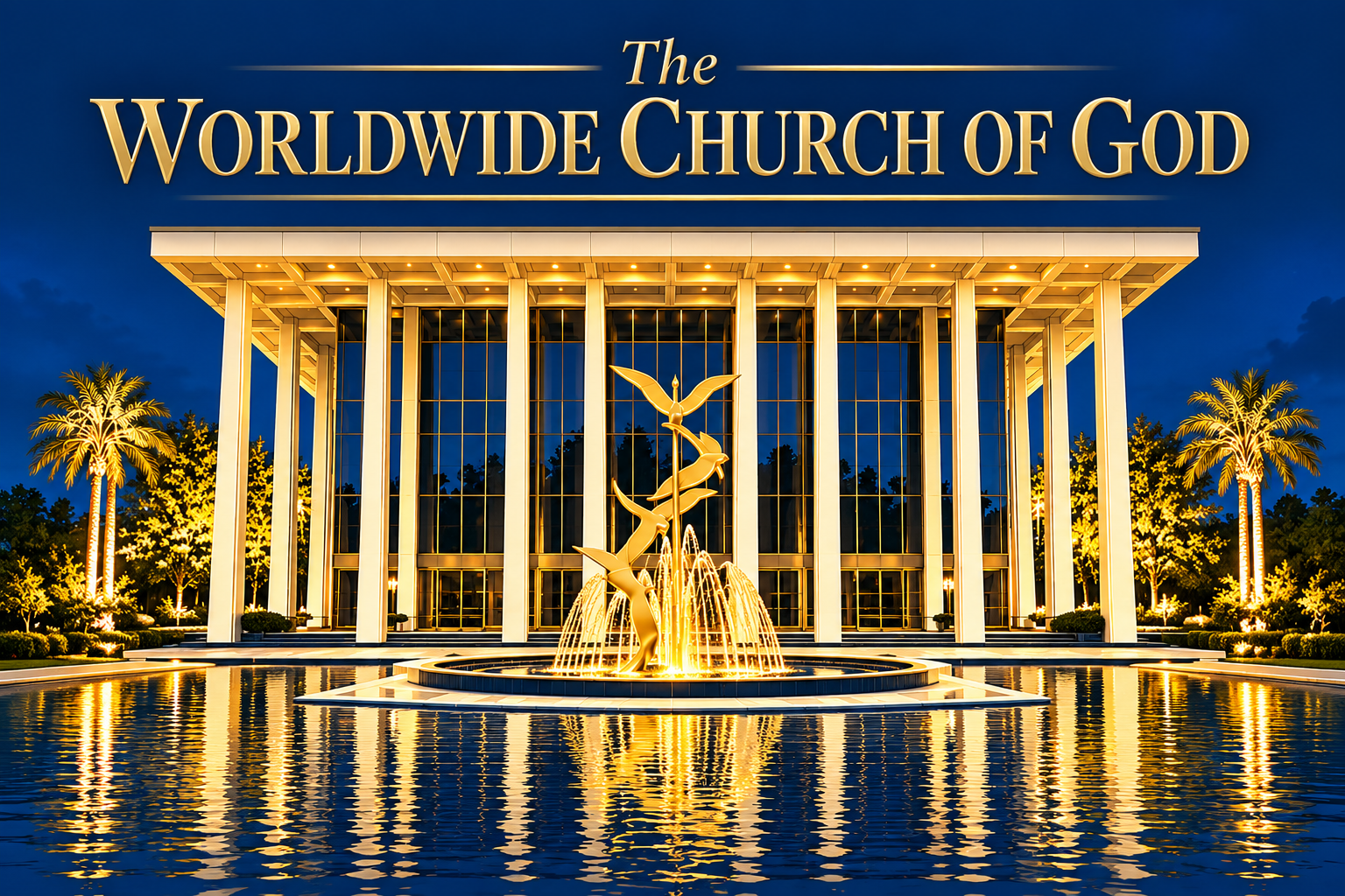 The Worldwide Church of God — Ambassador Auditorium and fountain